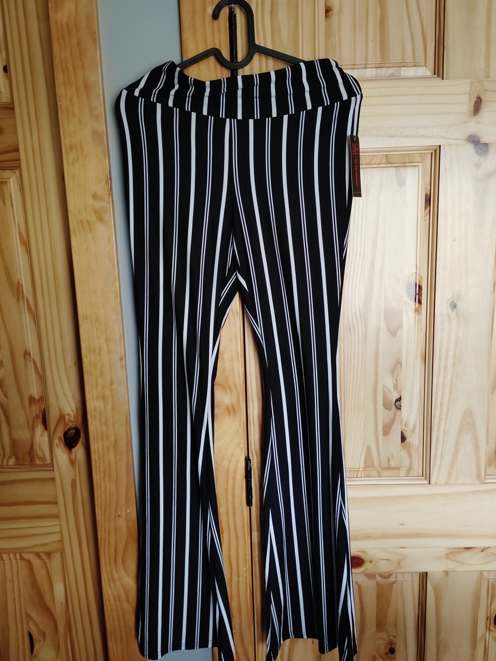 No Boundaries Black and White Vertical Stripe Boot Cut Pants